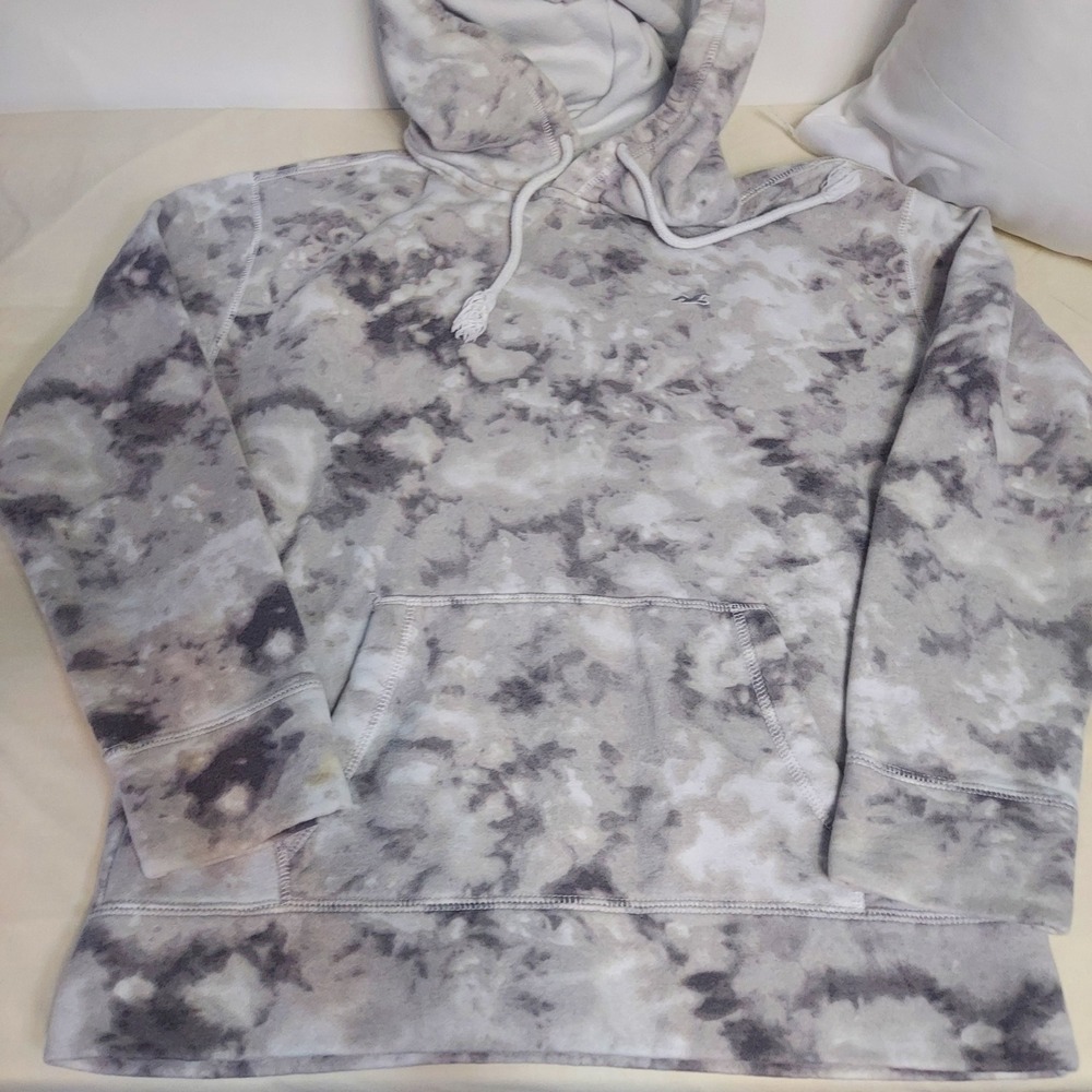 Hollister Tie Dye Pullover Hoodie Sweatshirt‎ Comfy Casual Gray Size small